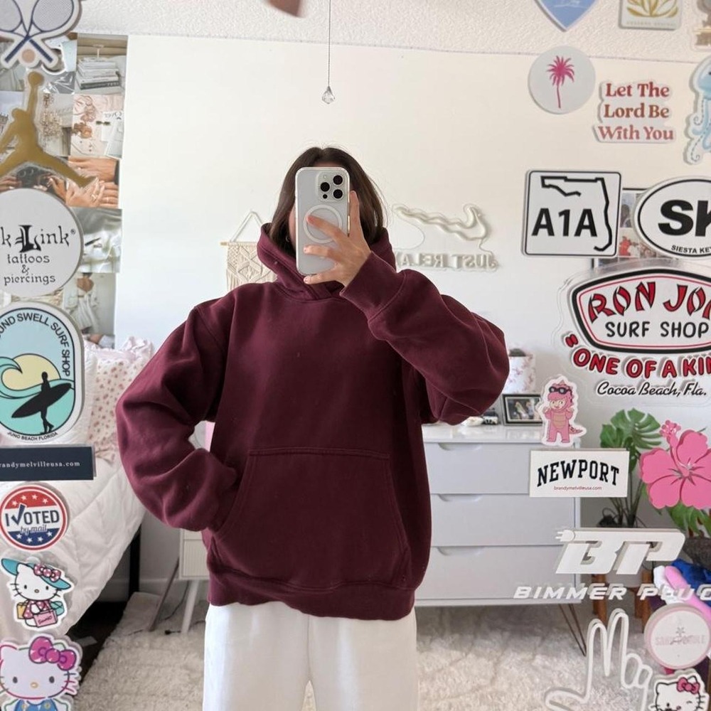 Aritzia maroon/burgundy cozy fleece perfect fit hoodie